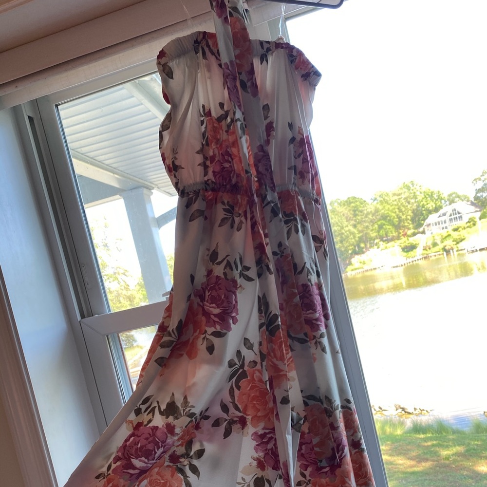 Floral long tube top romper